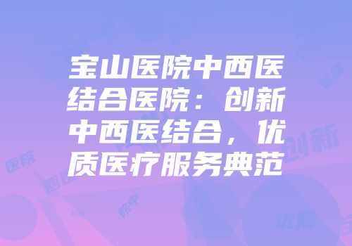 宝山医院中西医结合医院：创新中西医结合，优质医疗服务典范