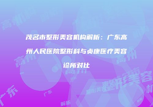 茂名市整形美容机构解析：广东高州人民医院整形科与贞康医疗美容诊所对比