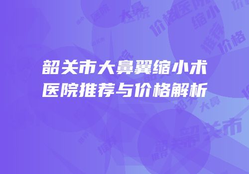 韶关市大鼻翼缩小术医院推荐与价格解析