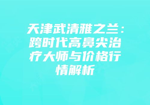 天津武清雅之兰：跨时代高鼻尖治疗大师与价格行情解析