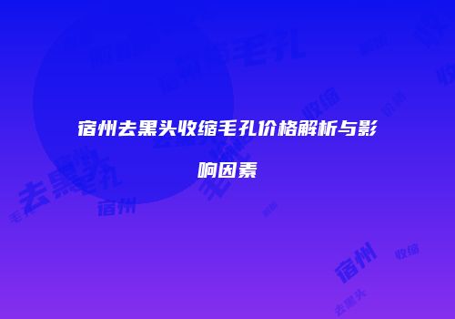 宿州去黑头收缩毛孔价格解析与影响因素
