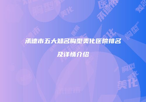 承德市五大知名胸型美化医院排名及详情介绍