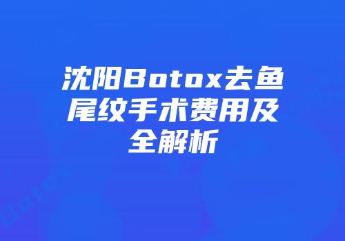 沈阳Botox去鱼尾纹手术费用及全解析