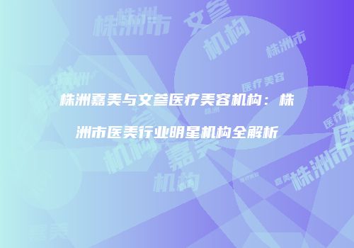 株洲嘉美与文参医疗美容机构：株洲市医美行业明星机构全解析