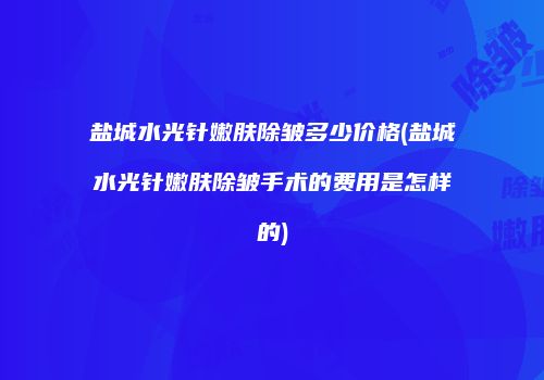 盐城水光针嫩肤除皱多少价格(盐城水光针嫩肤除皱手术的费用是怎样的)