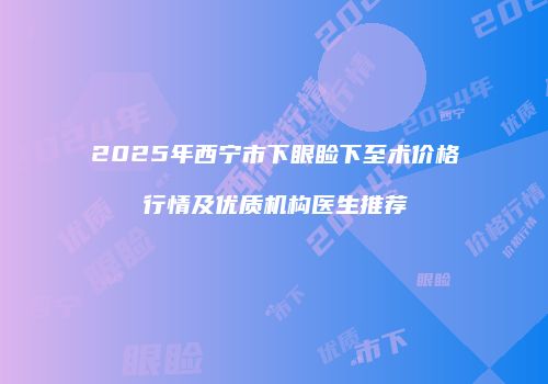 2025年西宁市下眼睑下至术价格行情及优质机构医生推荐