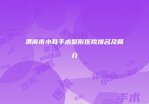 渭南市小耳手术整形医院排名及简介