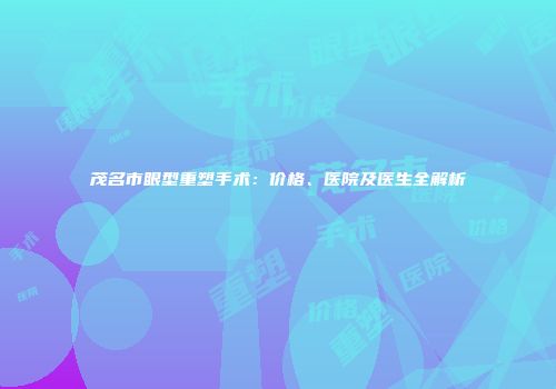 茂名市眼型重塑手术：价格、医院及医生全解析