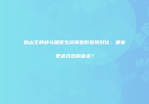 鞍山王静峙与田医生润美整形医院对比：哪家更适合您的需求？