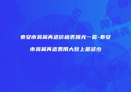 泰安市鼻翼再造价格表爆光一览-泰安市鼻翼再造费用大致上是多少