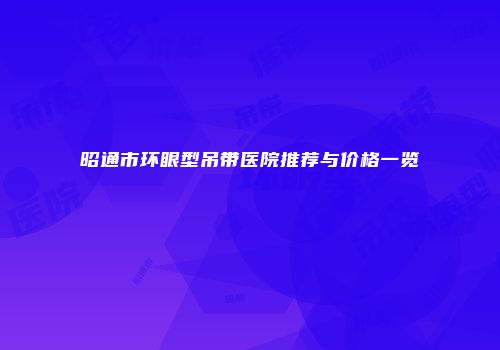昭通市环眼型吊带医院推荐与价格一览