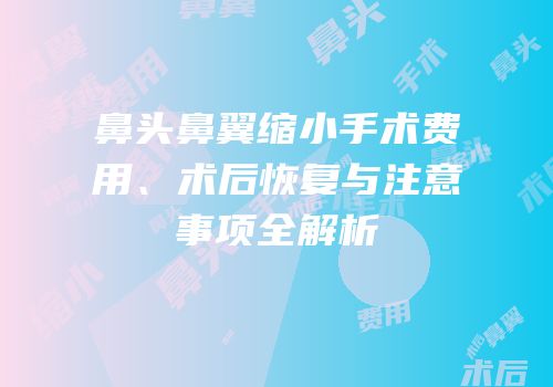 鼻头鼻翼缩小手术费用、术后恢复与注意事项全解析