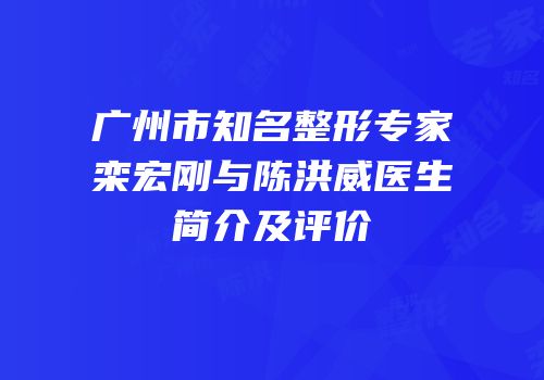 广州市知名整形专家栾宏刚与陈洪威医生简介及评价