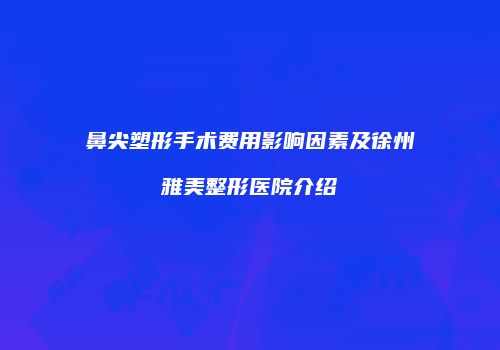 鼻尖塑形手术费用影响因素及徐州雅美整形医院介绍