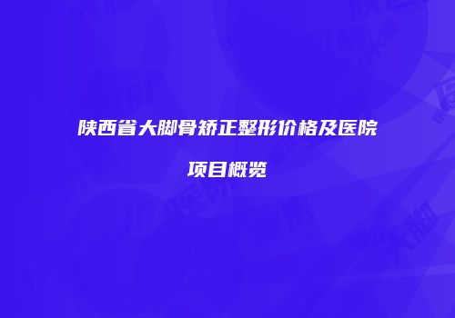 陕西省大脚骨矫正整形价格及医院项目概览