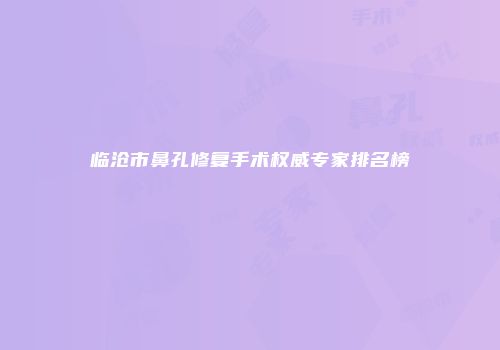 临沧市鼻孔修复手术权威专家排名榜