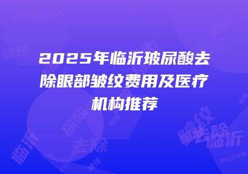 2025年临沂玻尿酸去除眼部皱纹费用及医疗机构推荐