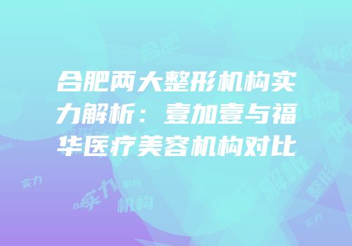 合肥两大整形机构实力解析：壹加壹与福华医疗美容机构对比