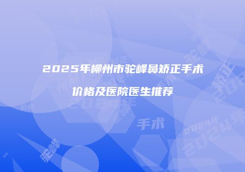 2025年柳州市驼峰鼻矫正手术价格及医院医生推荐