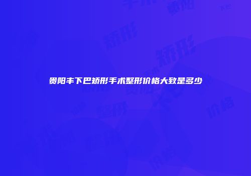 贵阳丰下巴矫形手术整形价格大致是多少