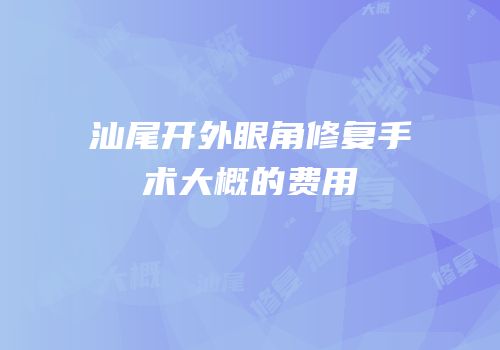汕尾开外眼角修复手术大概的费用