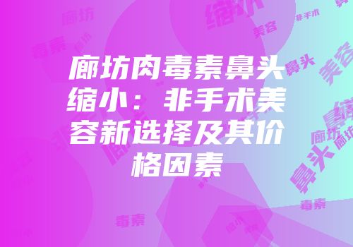廊坊肉毒素鼻头缩小：非手术美容新选择及其价格因素