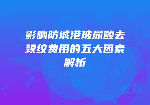 影响防城港玻尿酸去颈纹费用的五大因素解析
