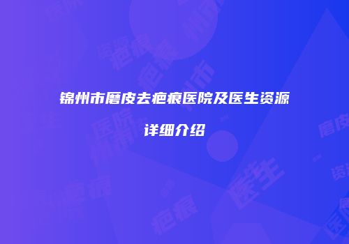 锦州市磨皮去疤痕医院及医生资源详细介绍