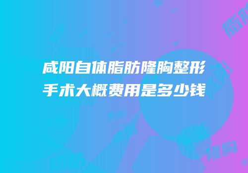 咸阳自体脂肪隆胸整形手术大概费用是多少钱