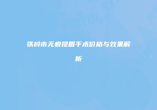 铁岭市无痕提眉手术价格与效果解析