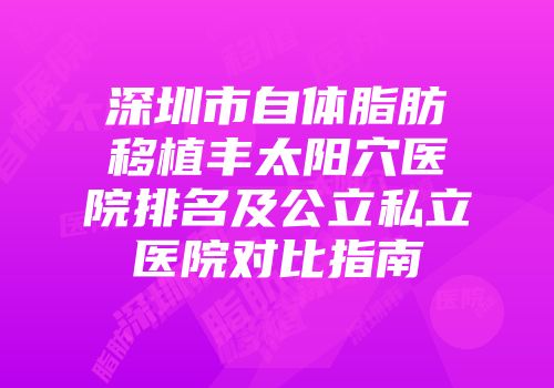 深圳市自体脂肪移植丰太阳穴医院排名及公立私立医院对比指南
