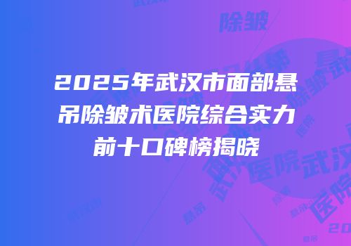 2025年武汉市面部悬吊除皱术医院综合实力前十口碑榜揭晓