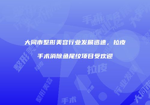 大同市整形美容行业发展迅速，拉皮手术消除鱼尾纹项目受欢迎
