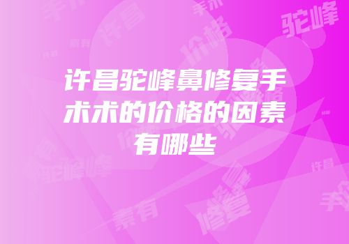 许昌驼峰鼻修复手术术的价格的因素有哪些