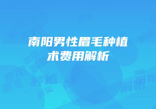 南阳男性眉毛种植术费用解析