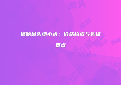 揭秘鼻头缩小术：价格构成与选择要点