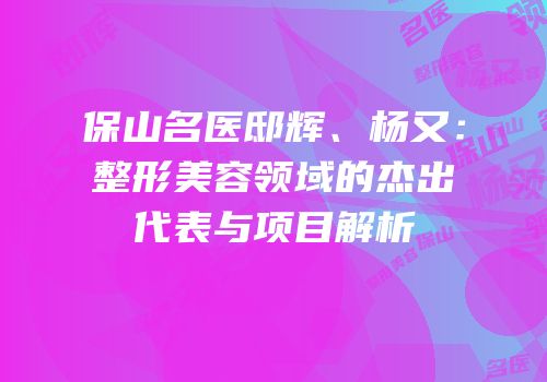 保山名医邸辉、杨又：整形美容领域的杰出代表与项目解析