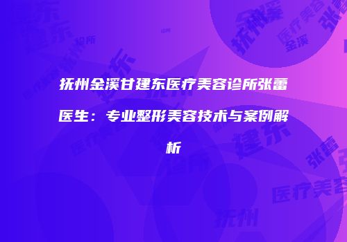 抚州金溪甘建东医疗美容诊所张蕾医生：专业整形美容技术与案例解析