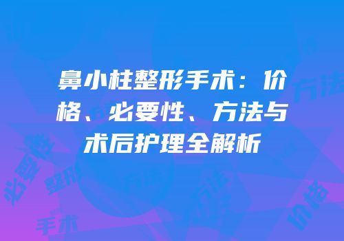 鼻小柱整形手术：价格、必要性、方法与术后护理全解析