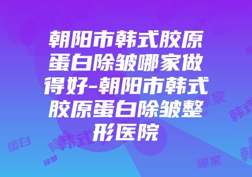 朝阳市韩式胶原蛋白除皱哪家做得好-朝阳市韩式胶原蛋白除皱整形医院