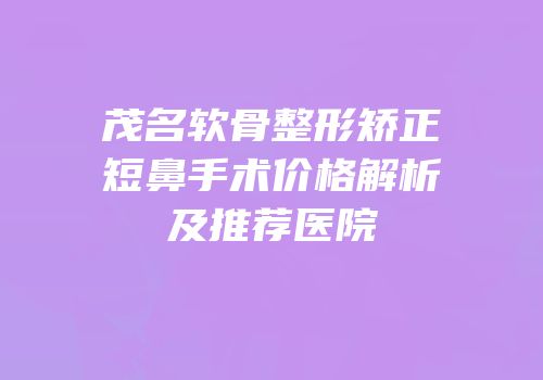 茂名软骨整形矫正短鼻手术价格解析及推荐医院