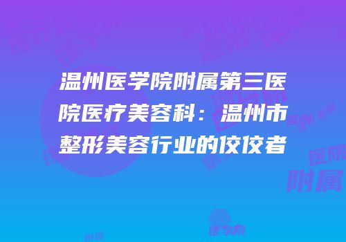 温州医学院附属第三医院医疗美容科：温州市整形美容行业的佼佼者