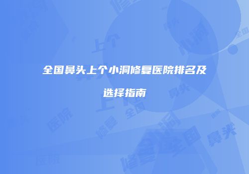 全国鼻头上个小洞修复医院排名及选择指南
