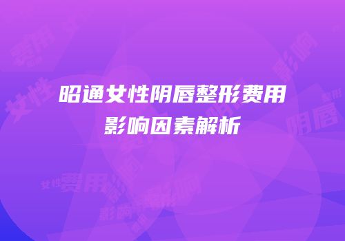 昭通女性阴唇整形费用影响因素解析