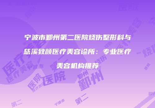 宁波市鄞州第二医院烧伤整形科与慈溪致颜医疗美容诊所：专业医疗美容机构推荐