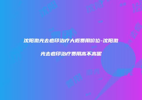 沈阳激光去痘印治疗大概费用价位-沈阳激光去痘印治疗费用高不高呢