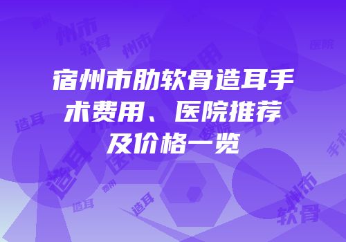 宿州市肋软骨造耳手术费用、医院推荐及价格一览