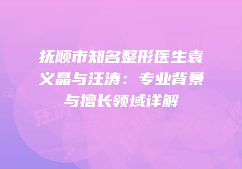 抚顺市知名整形医生袁义晶与汪涛：专业背景与擅长领域详解