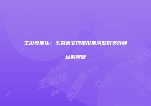 王淑琴医生：东营市艾莎整形医院整形美容领域的翘楚