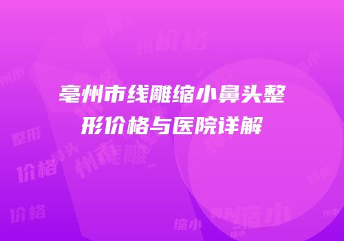 亳州市线雕缩小鼻头整形价格与医院详解